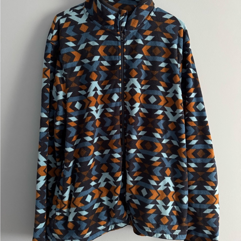 Sonoma Blue and Brown Patterned Fleece Jacket